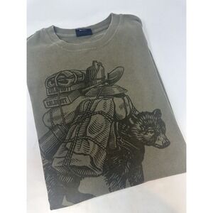 Filson Men's Small Army Green Black Bear Hiking Shirt Made In USA Pre Own